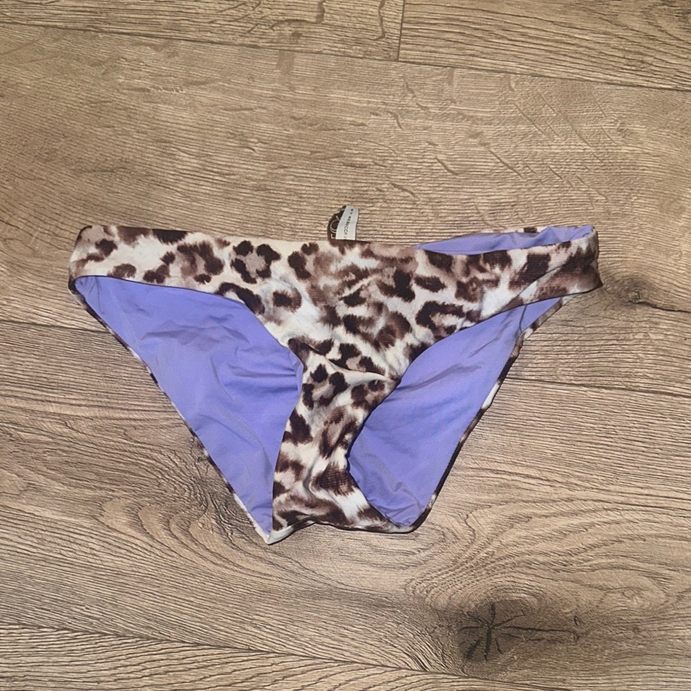 Reversible Becca Leopard Print Lavender Bikini Bottoms XS NWOT